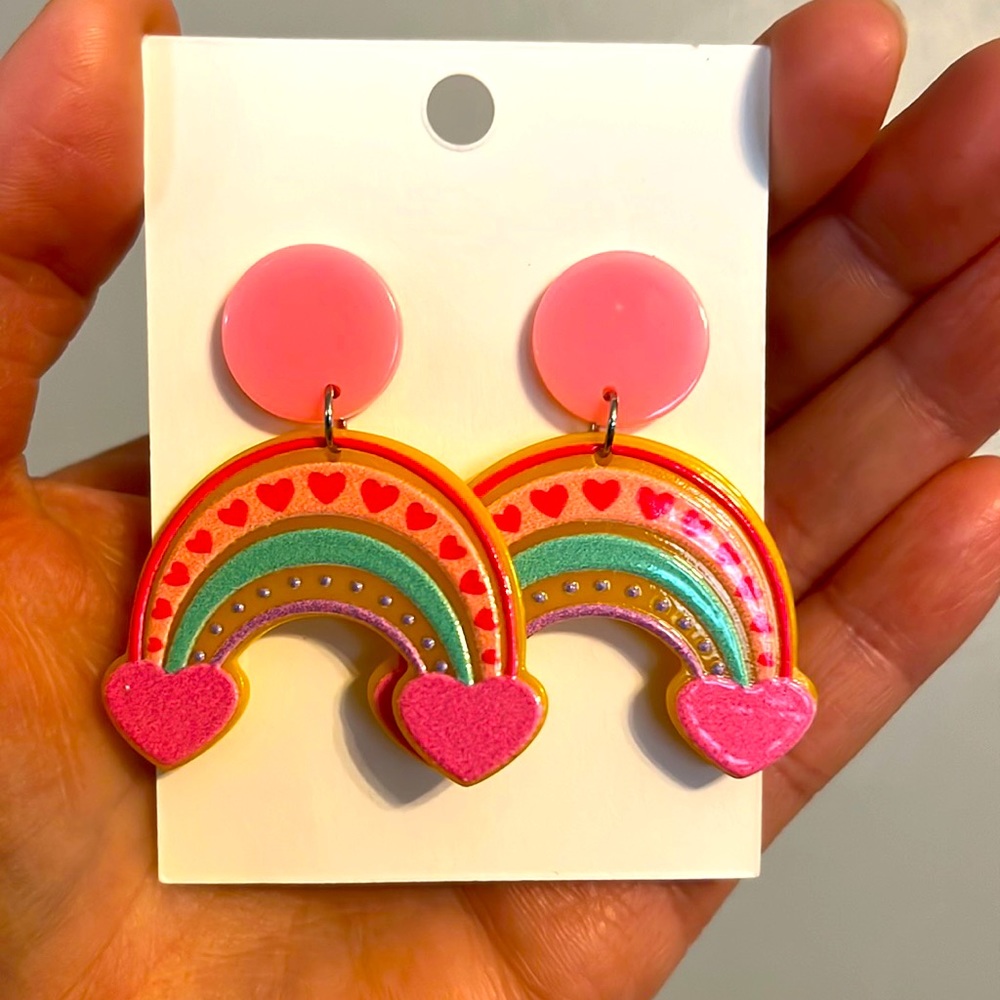 Rainbow Heart Earrings